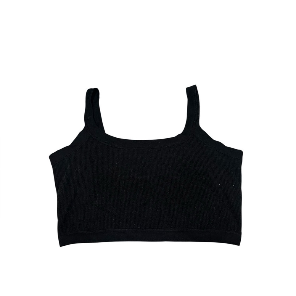 Express Waffle Black Cropped Tank Top Women's Medium